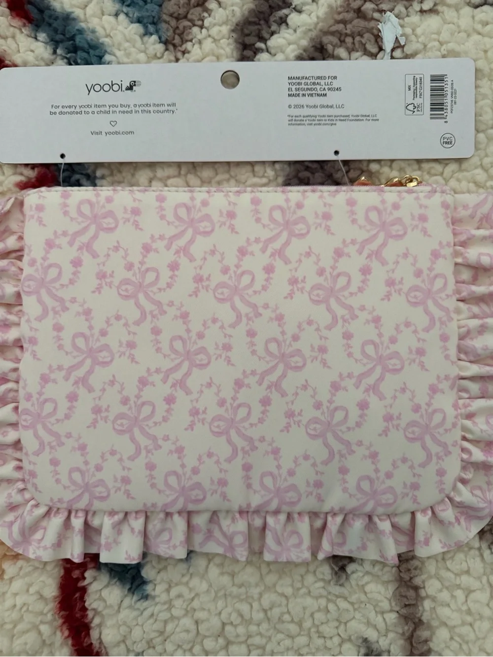 LoveShackFancy x yoobi cosmetic bag
